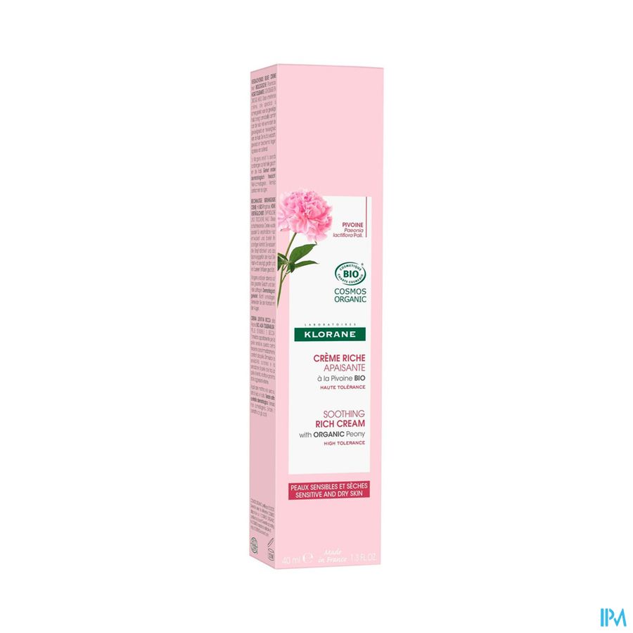 Klorane — Crème Riche Apaisante à la Pivoine BIO — Peaux sensibles et sèches