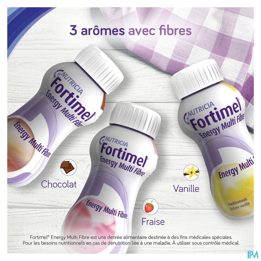 Fortimel Energy Multifibre Goût Fraise Bouteilles 4x200ml
