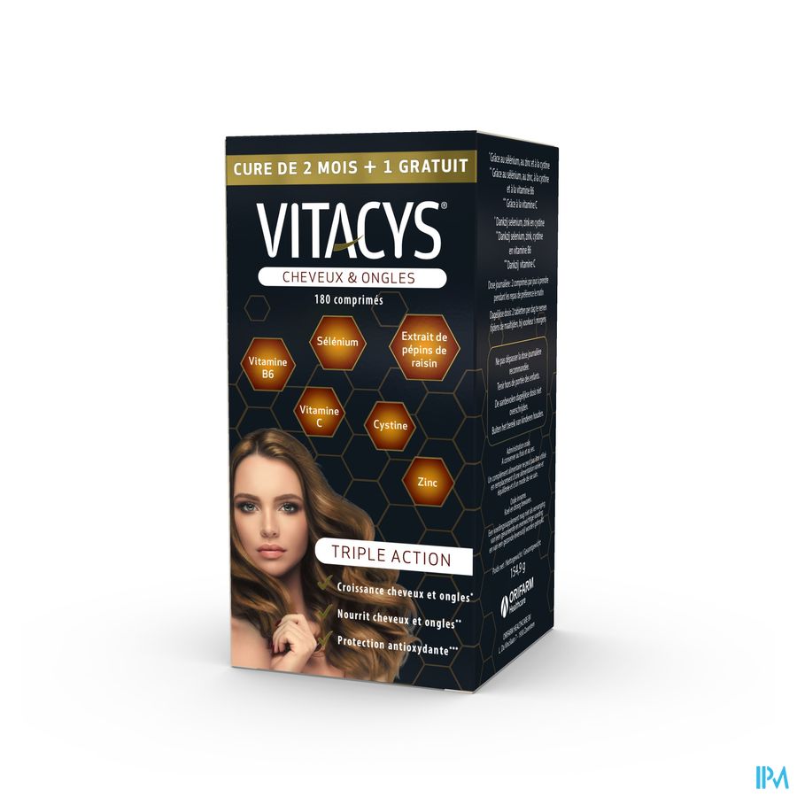 Vitacys Cheveux & Ongles cure de 2 mois + 1 mois GRATUIT - 2 x (60+30) comprimés