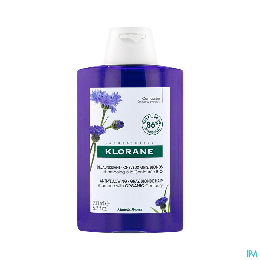 Klorane - Shampoing déjaunissant à la Centaurée BIO - Cheveux gris, blonds