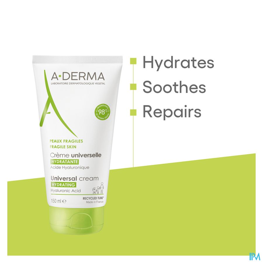 A-DERMA - LES INDISPENSABLES CRÈME UNIVERSELLE HYDRATANTE - À l'acide hyaluronique et beurre de karité - Peaux Fragiles