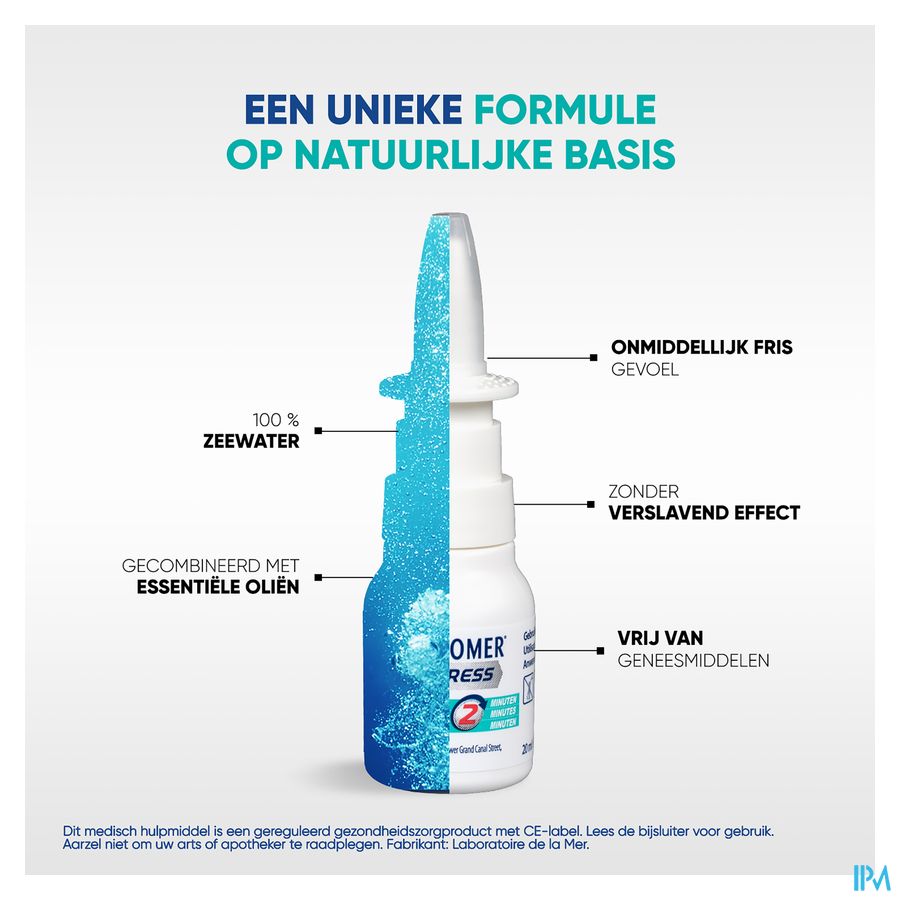 Physiomer®Express (1 Min(1)) Spray nasal 20ml. Nez bouché, nez coulant, éternuement.