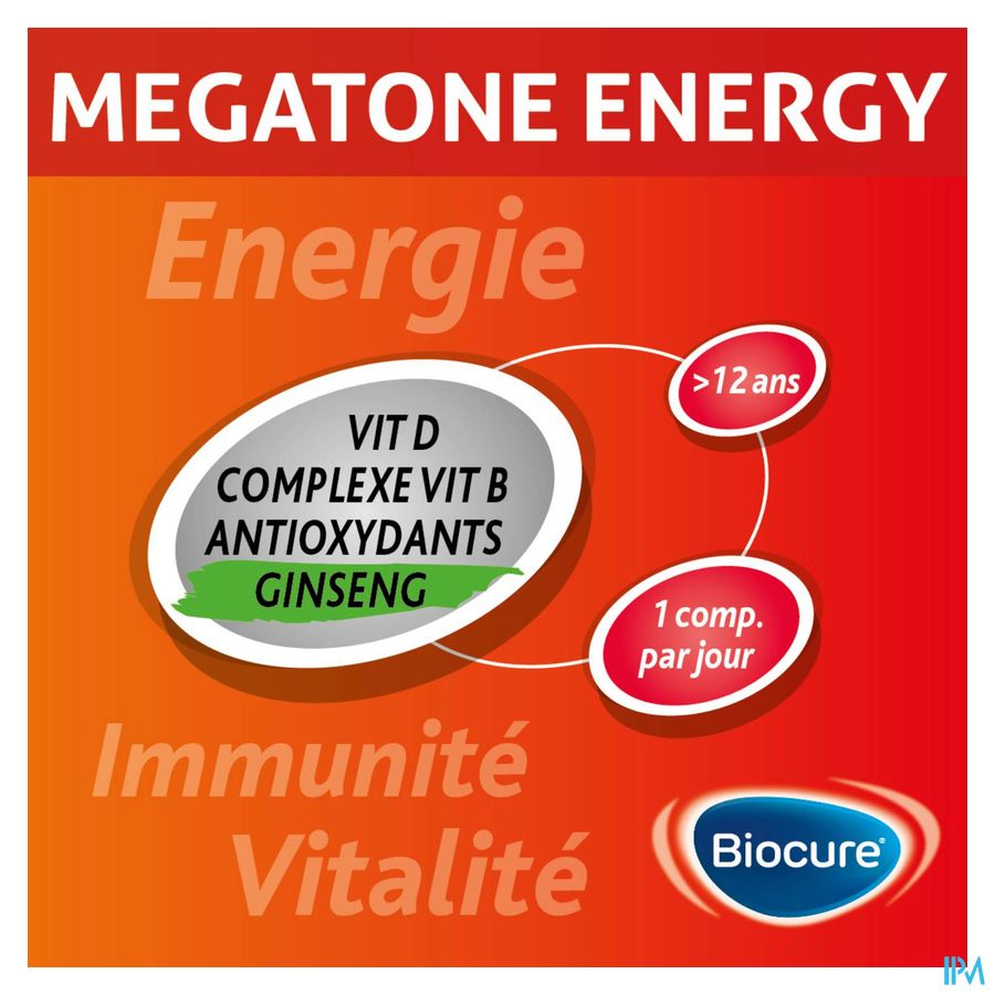 Biocure LA megatone Energy 30 comprimés - vitamine - énergie, immunité, vitalité