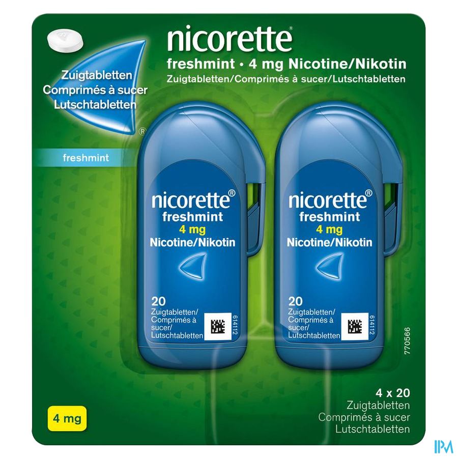 Nicorette® Freshmint Comprimés à sucer — pour arrêter de fumer — 80 pièces, 4 mg de nicotine