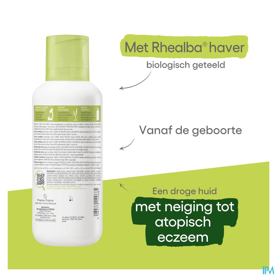 A-Derma Exomega control crème émolliente anti-grattage peau à tendance atopique 400ml