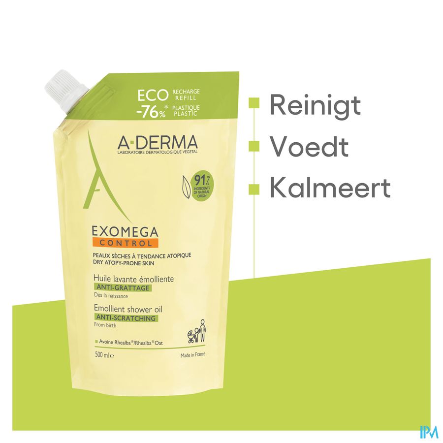 A-DERMA - EXOMEGA CONTROL HUILE LAVANTE ÉMOLLIENT ANTI-GRATTAGE REFILL peau à tendance atopique