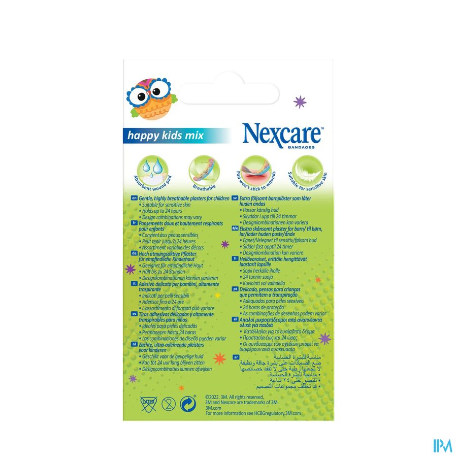 Pansements Nexcare™ Happy Kids Mix Plasters, Assortiment, 50/Boîte