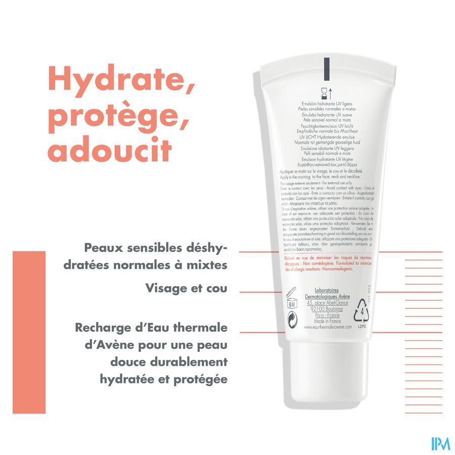 Eau Thermale Avène HYDRANCE UV LÉGÈRE Émulsion hydratante SPF30  -Peaux sensibles normales à mixtes