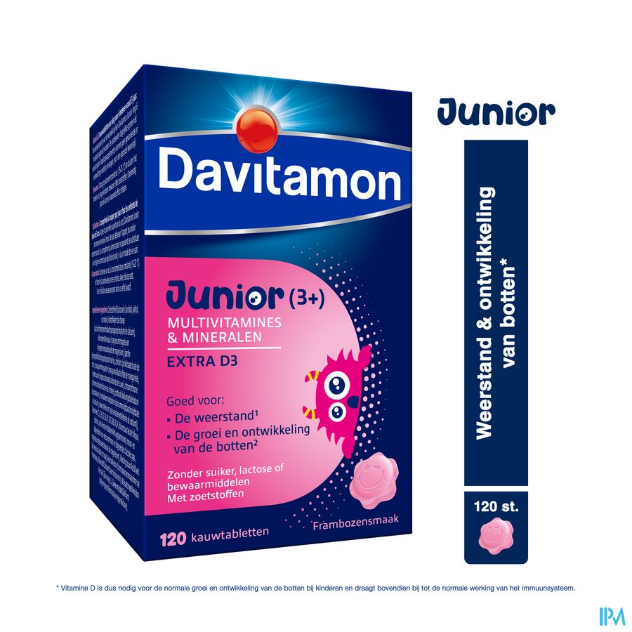 Davitamon® Junior Goût Framboise Multivit. 120 Compr. À Croquer À Partir De 3 Ans