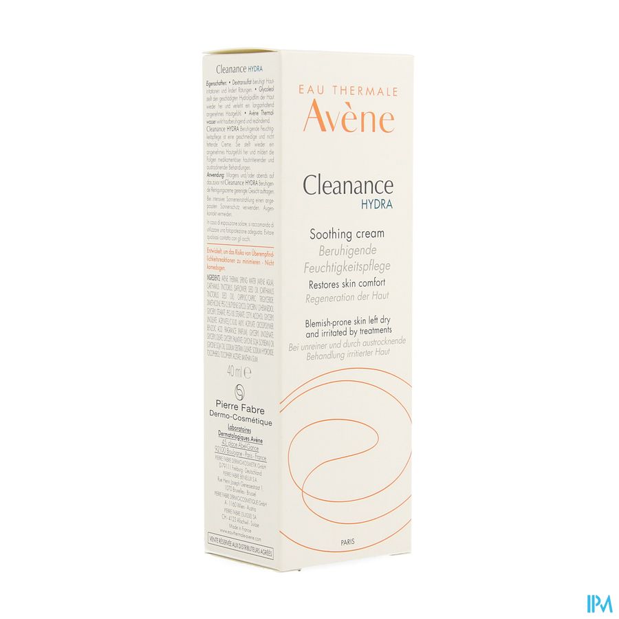 Eau Thermale Avène CLEANANCE HYDRA Crème apaisante - Restaure le confort cutané  - Peaux à imperfections irritées et desséchées par des traitements