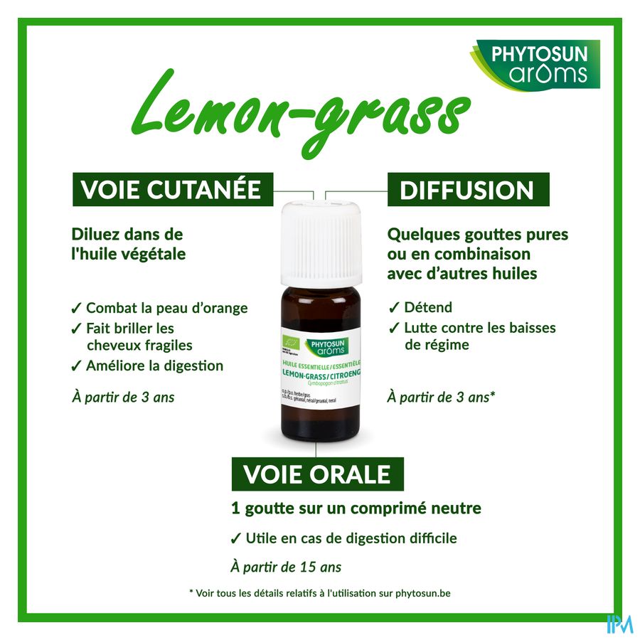 Phytosun® Lemon-Grass Huile Essentielle Bio 10ml