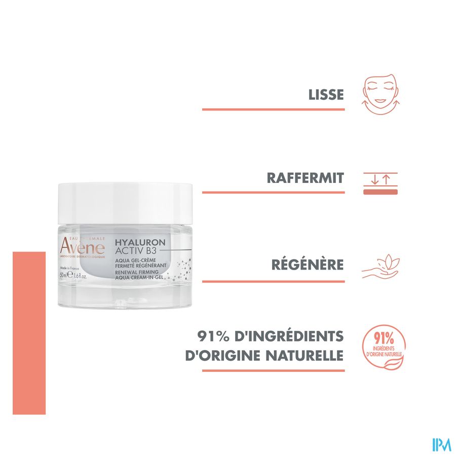 Eau Thermale Avène Aqua Gel-Crème régénération cellulaire - Soin Anti-âge visage HYALURON ACTIV B3