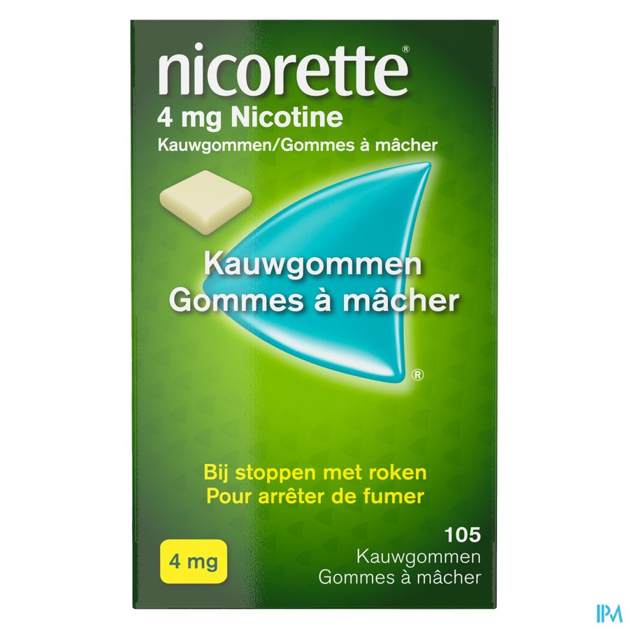 Nicorette® Classic Gomme à Mâcher — pour arrêter de fumer — 105 pièces, 4 mg de nicotine