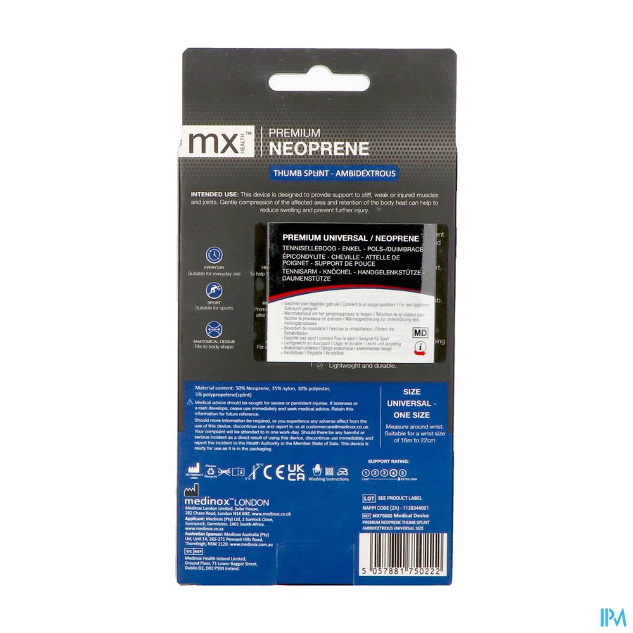 Pharmex Mx Orthese Pouce Neopreen Univer.one Size