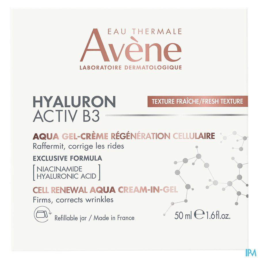 Eau Thermale Avène Aqua Gel-Crème régénération cellulaire - Soin Anti-âge visage HYALURON ACTIV B3