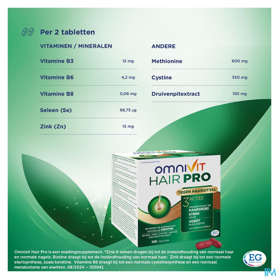 Omnivit Hair Pro 180cp PROMO 1 mois gratuit  - Vitamine Anti-chute Cheveux