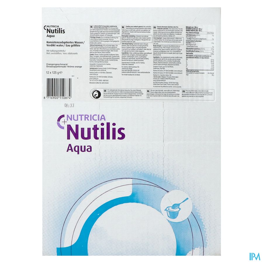 Nutilis Aqua Goût Orange Cups 12x125g