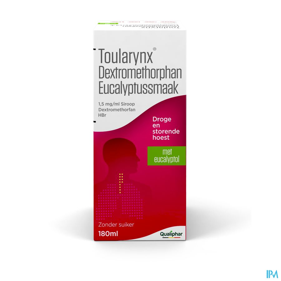 Toularynx Dextromethorphan Eucalyptussmaak 180 ml sirop toux sèche