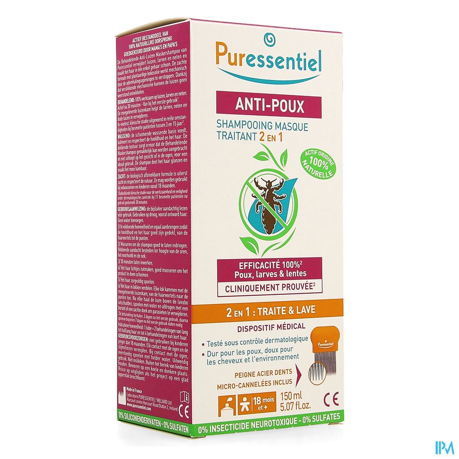 Puressentiel A/poux Sh Traitant 2en1 150ml+peigne