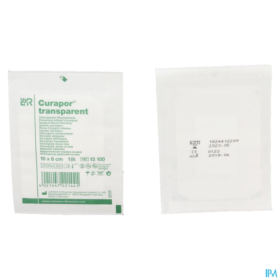 Curapor Transparent Steril 10cmx 8cm 5 13100