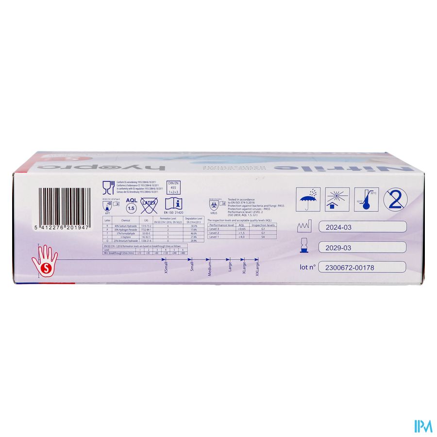 Pharmex Gants Nitril Bleu S/poudre S 100
