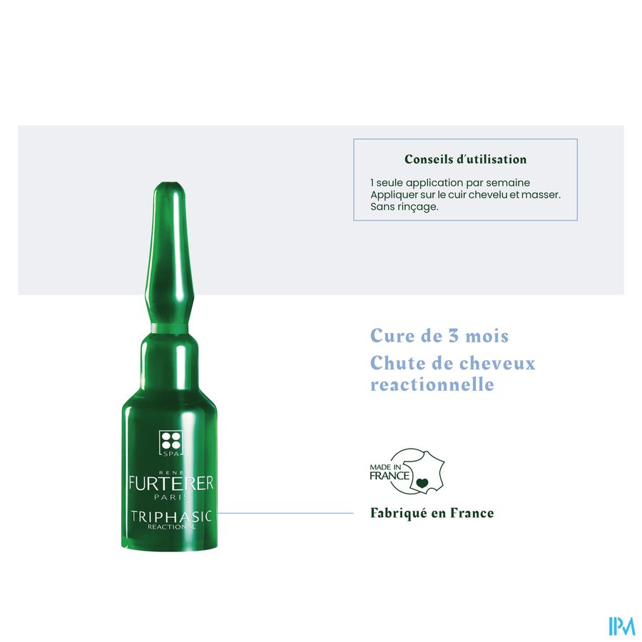 René Furterer - TRIPHASIC REACTIONAL Traitement antichute réactionnelle - Solution chute de cheveux  soin expert stimulant la croissance capillaire