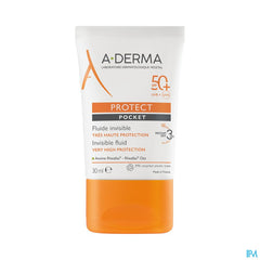 A-DERMA - PROTECT POCKET Fluide solaire visage invisible SPF50+ - Peaux fragiles mixtes à grasses