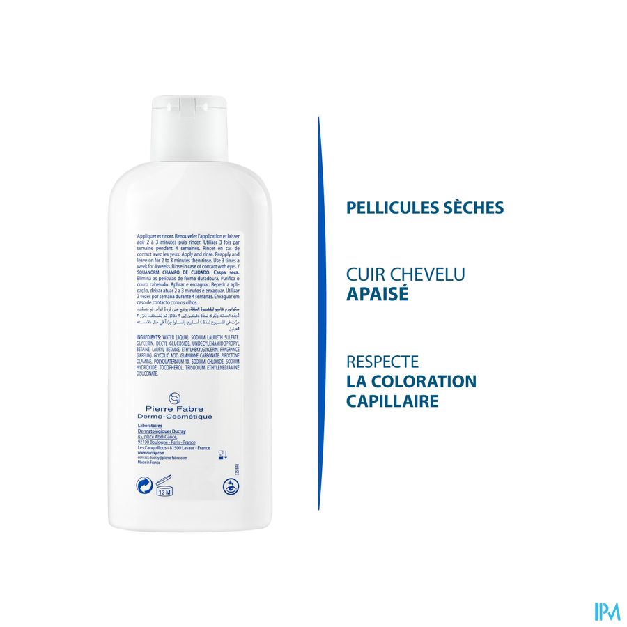 Ducray SQUANORM Shampooing Traitant Pellicules Sèches - Assainit le cuir chevelu