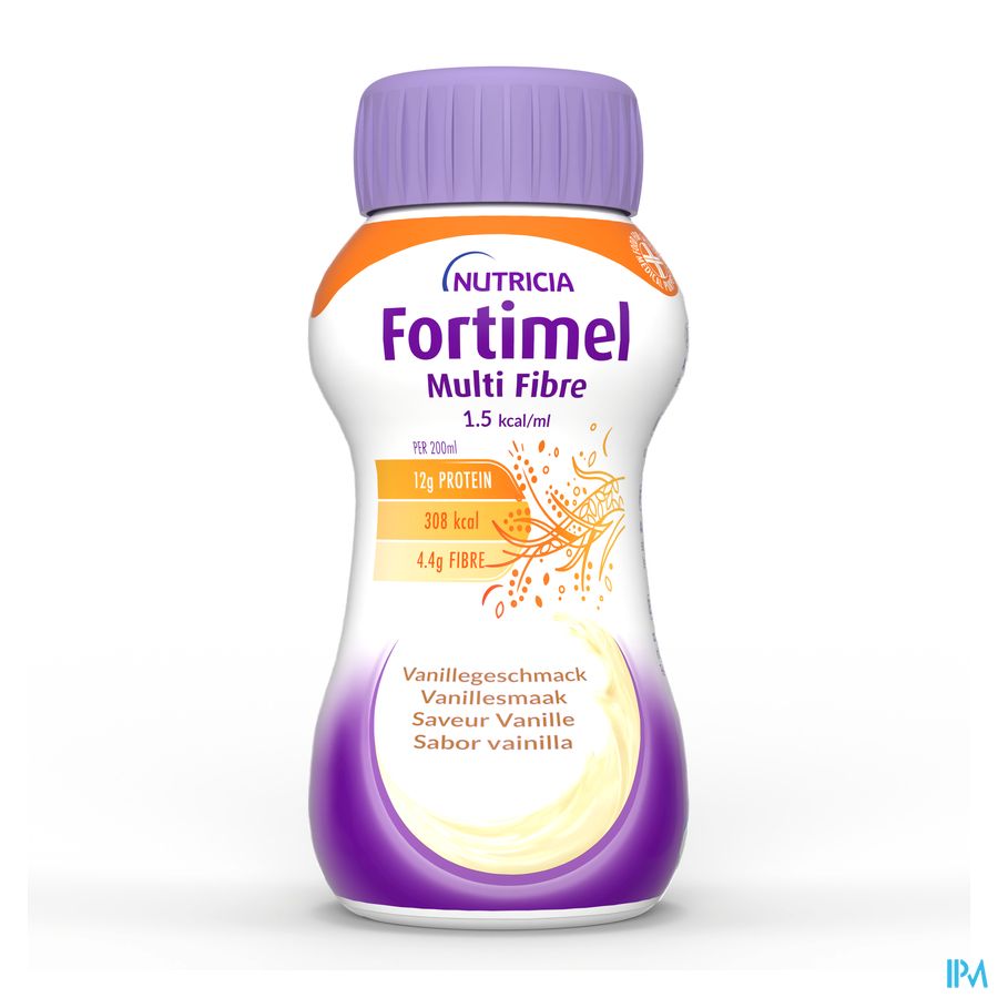 Fortimel Multifibre 1.5kcal Arôme Vanille Complément Nutritionnel Dénutrition Bouteilles 4x200ml