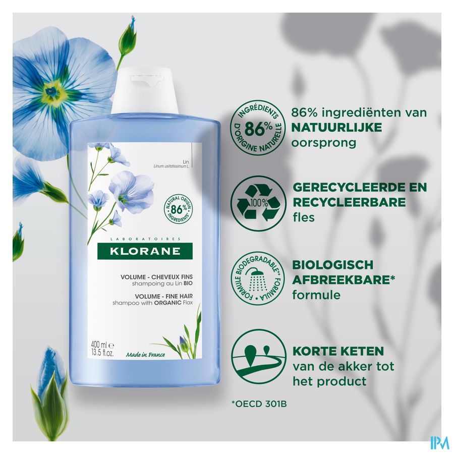 Klorane - Shampoing au Lin BIO - Volume - Cheveux fins