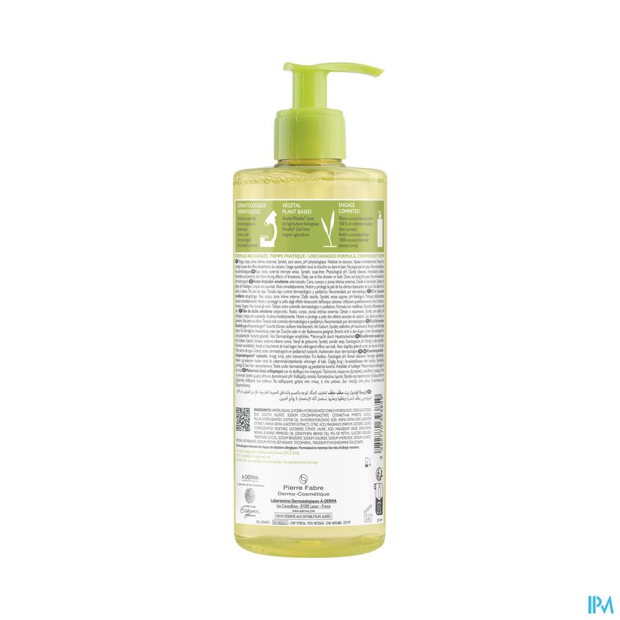 A-DERMA EXOMEGA CONTROL Huile lavante émolliente anti-démangeaisons - Peaux fragiles sèches à tendance atopique