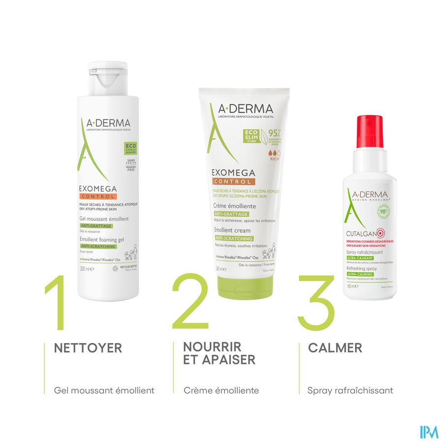 A-DERMA - EXOMEGA CONTROL GEL MOUSSANT ÉMOLLIENT ANTI-GRATTAGE - Peaux à tendance atopique