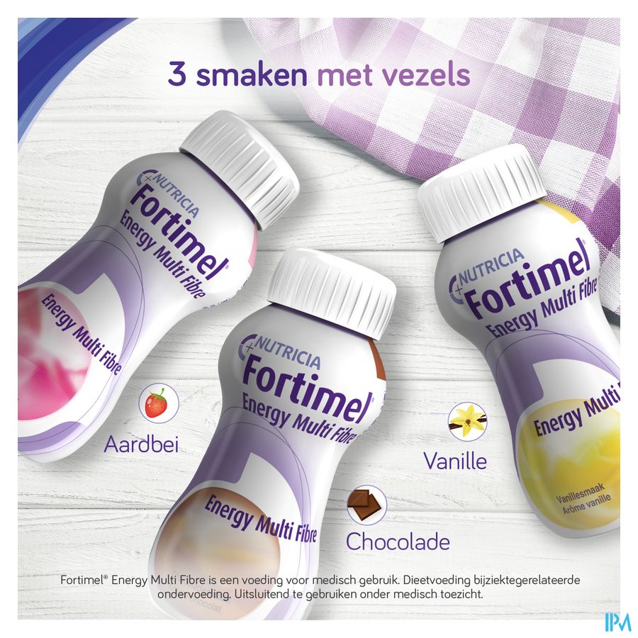 Fortimel Energy Multifibre Goût Fraise Bouteilles 4x200ml