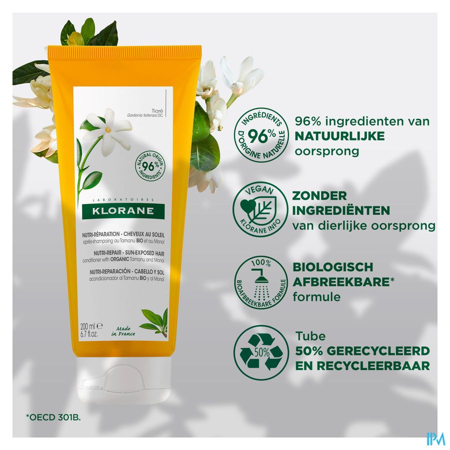 Klorane Baume riche réparateur - Cheveux exposés au soleil - Monoï & Tamanu BIO
