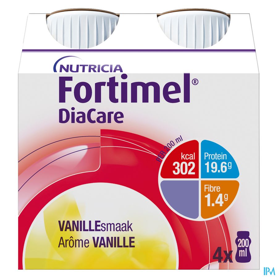 Fortimel DiaCare Arôme Vanille Complément Nutritionnel Dénutrition Bouteilles 4x200m