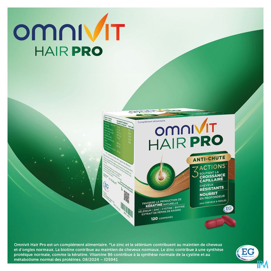 Omnivit Hair Pro 180cp PROMO 1 mois gratuit  - Vitamine Anti-chute Cheveux