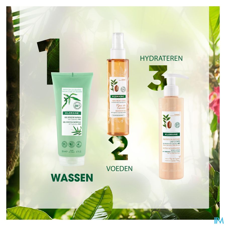 Klorane - Gel douche au Cupuaçu BIO - Sève de Bambou - Tous types de peaux