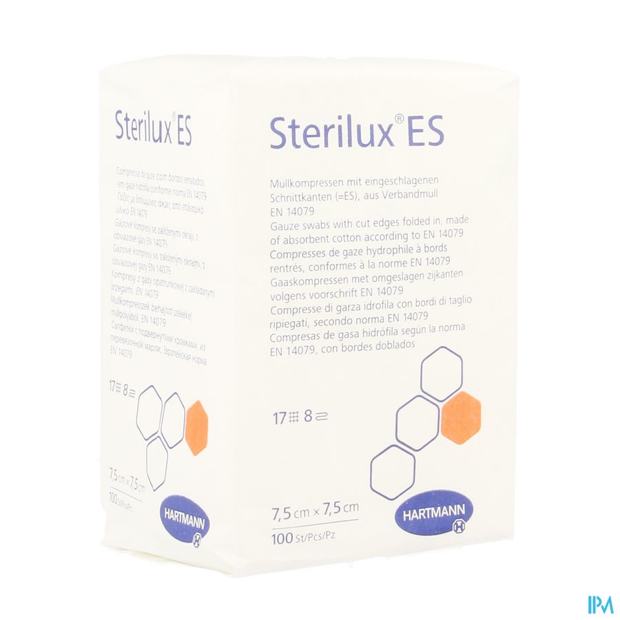 Sterilux Es 7,5x7,5cm 8pl.nst.100 P/s