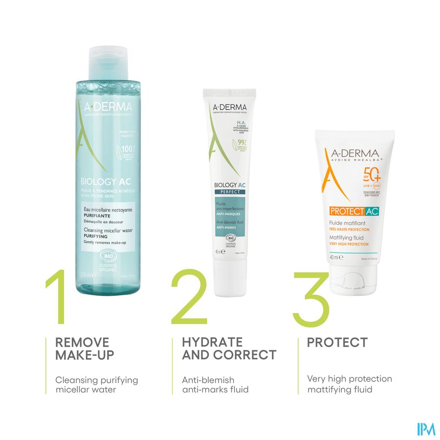 A-DERMA BIOLOGY AC EAU MICELLAIRE - Peau mixte, grasse à tendance acnéique, anti-imperfections