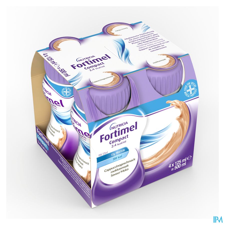 Fortimel Compact 2.4kcal Arôme Chocolat Complément Nutritionnel Dénutrition Bouteilles 4x125ml