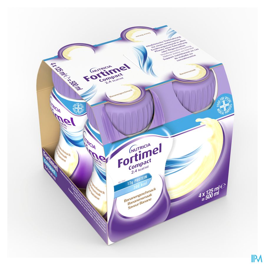 Fortimel Compact 2.4kcal Goût Banane Bouteilles 4x125ml