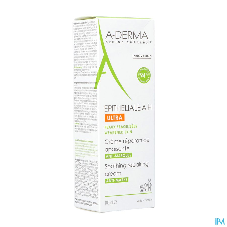 A-DERMA - EPITHELIALE A. H. ULTRA CRÈME RÉPARATRICE APAISANTE - Soin cicatrisant anti-marques, anti-douleur, Post-peeling, post-laser