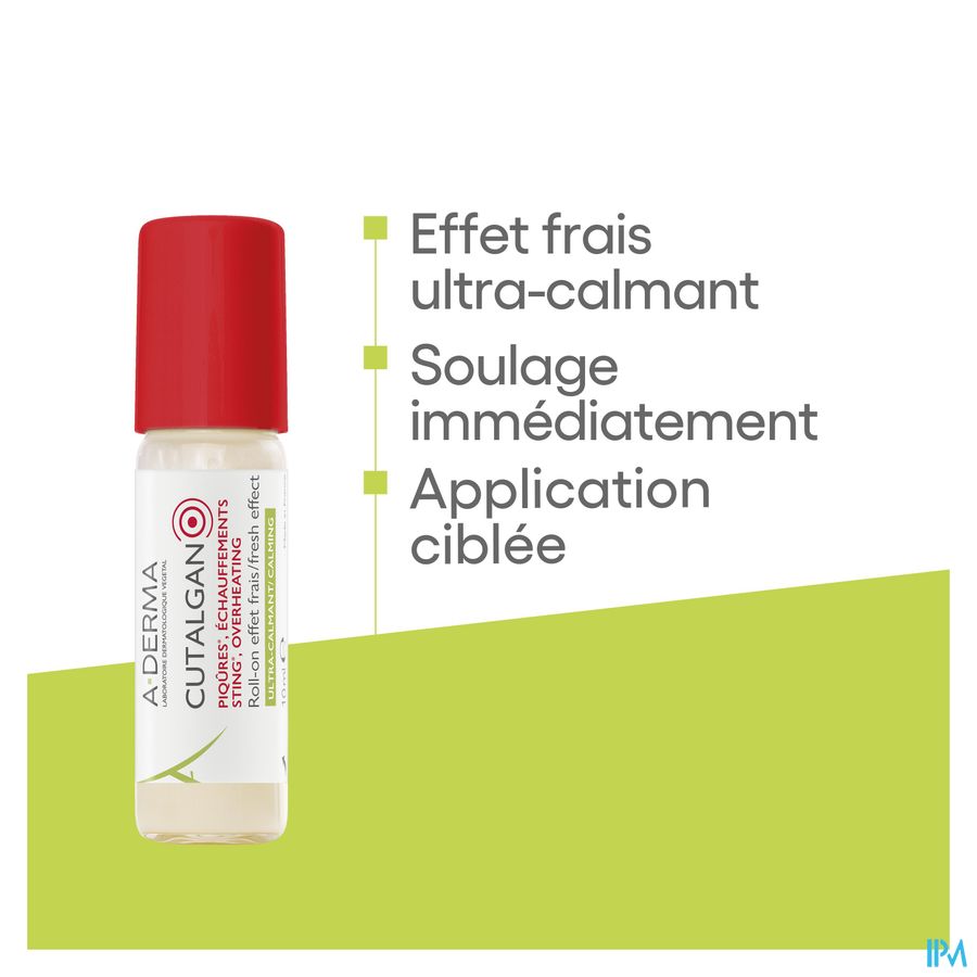 A-DERMA  CUTALGAN Roll-on effet frais ultra-calmant - Peau irritée,  piqûres d'insectes,  démangeaisons,  échauffements et irritations