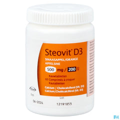 Steovit Forte Orange 500mg/200 U.I. Calcium & Vit D - 60 comprimés à croquer