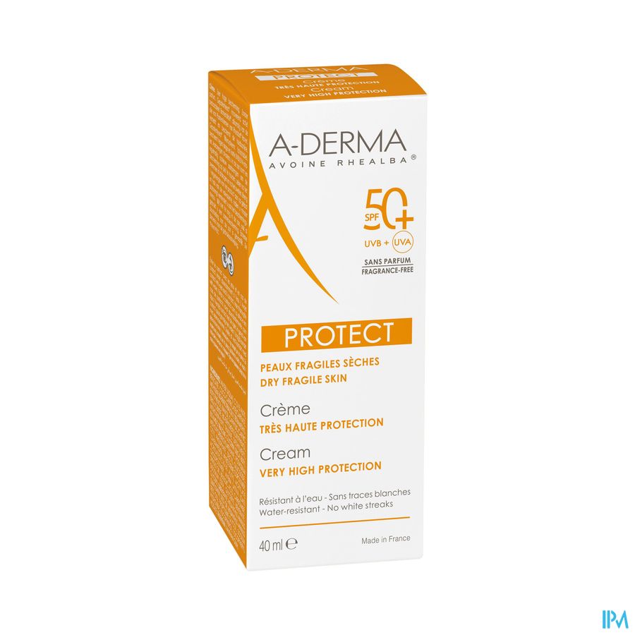 A-DERMA - A-DERMA PROTECT CREME SOLAIRE VISAGE SPF50+ SANS PARFUM - A-DERMA PROTECT