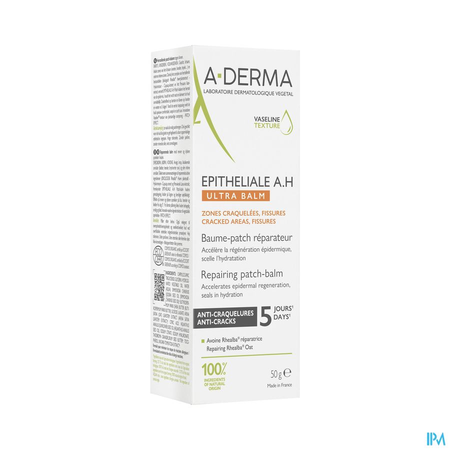 A-DERMA Epitheliale ULTRA REPAIR Baume-patch Réparateur, Zones craquelées & fissures, Texture vaseline 50g