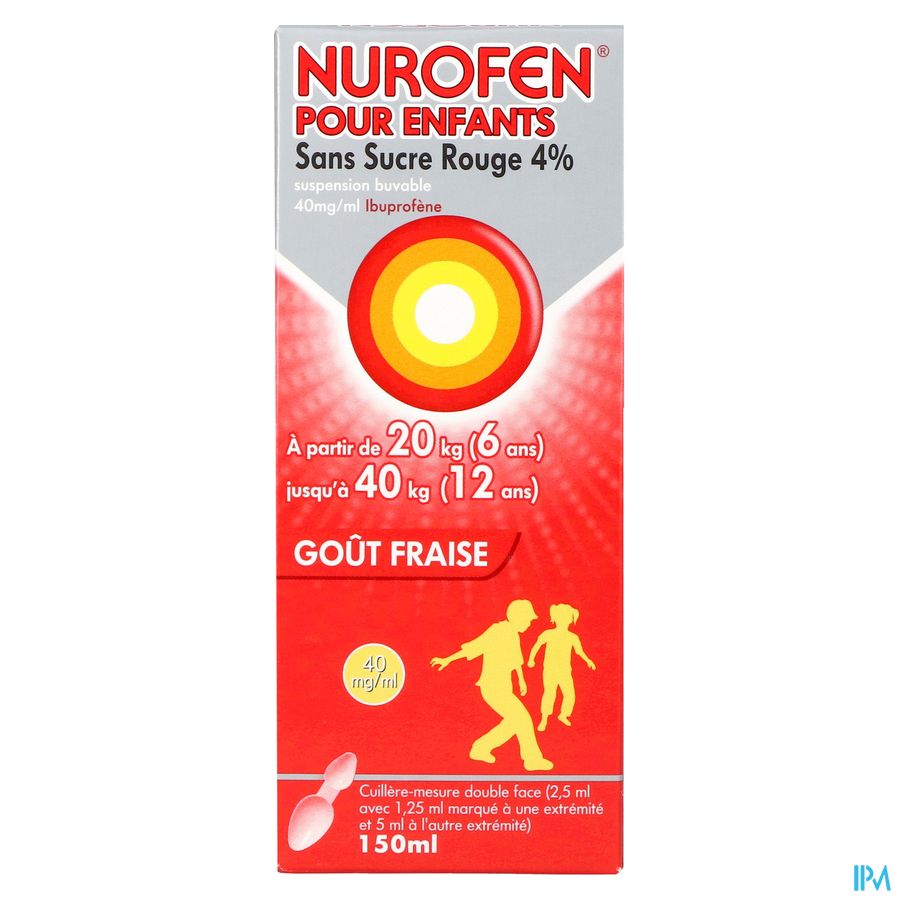 Nurofen Enfant S/sucre 4% Fraise Susp Buv 150ml