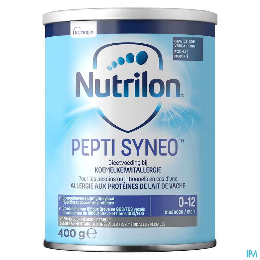 Nutrilon Pepti Syneo | Allergies Proteines Lait de Vache | Bébé 0-12 mois  | Lait en Poudre pour Biberon | Boite 400g
