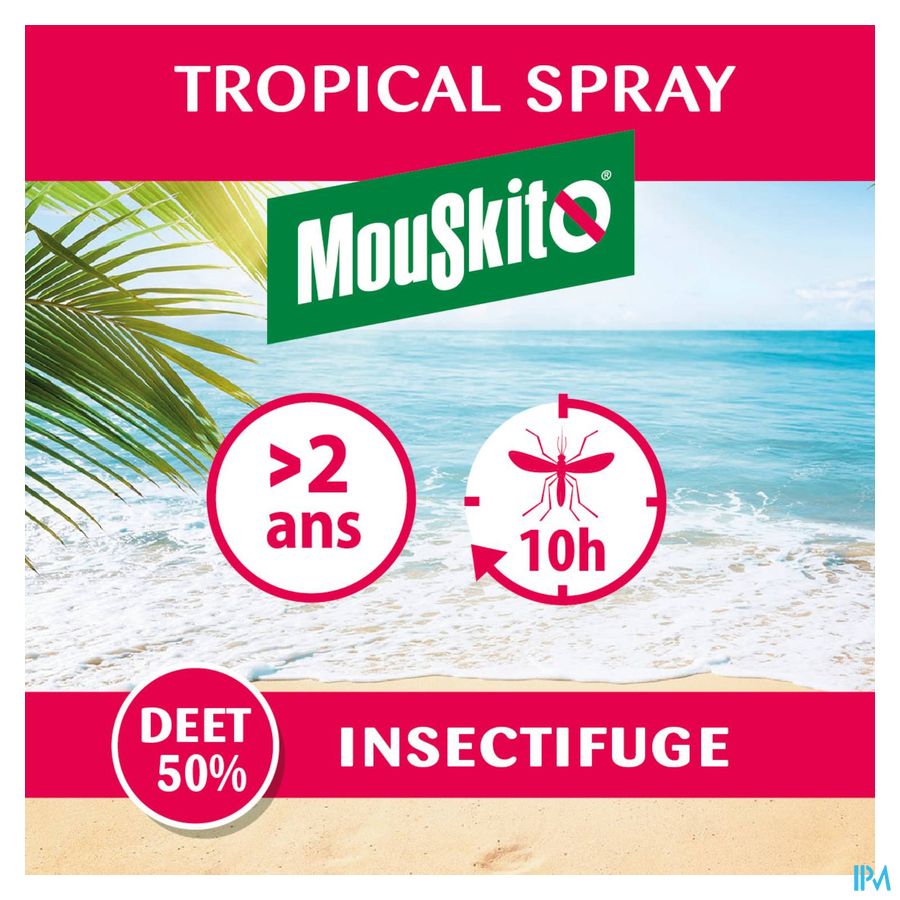 Mouskito Tropical Spray 100 ml - Anti-Moustiques, Mouches, Tiques - Zones Tropicales - DEET 50%