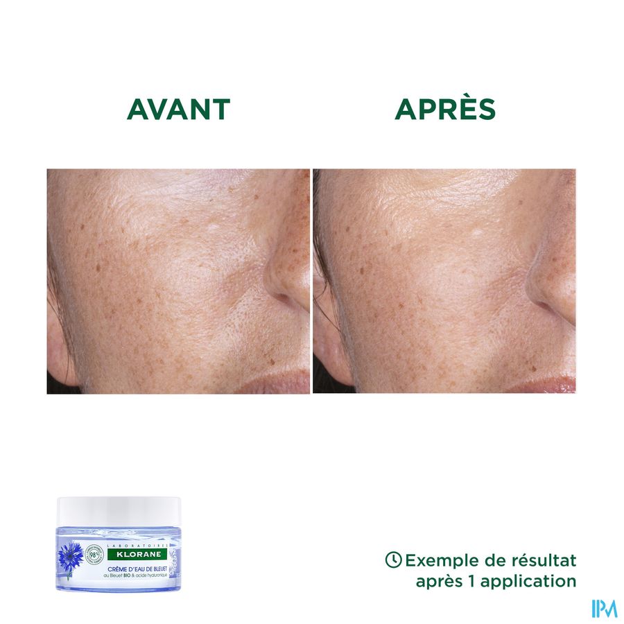 Klorane - Crème d’Eau de Bleuet au Bleuet BIO et Acide hyaluronique - Visage et yeux crème rafraichissante et défatigante